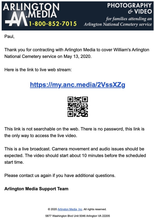 Emailing the link